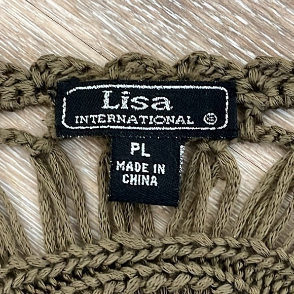 Lisa International Womens Open Loose Knit Sweater Top Brown Festival Boho PL - Picture 7 of 14